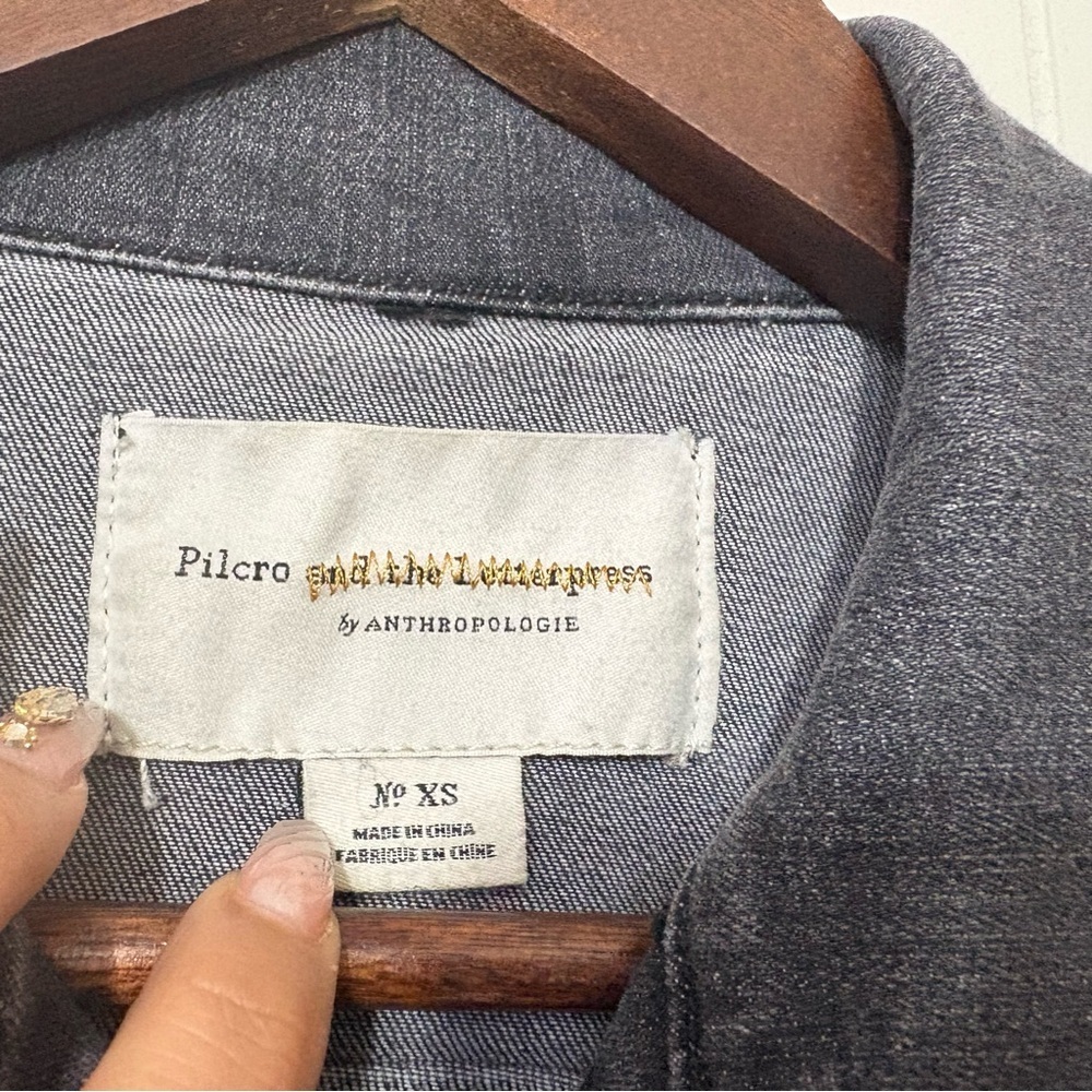 Pilcro & The Letterpress Cora Denim Jacket XS Black Classic Boyfriend Fit - Picture 3 of 12